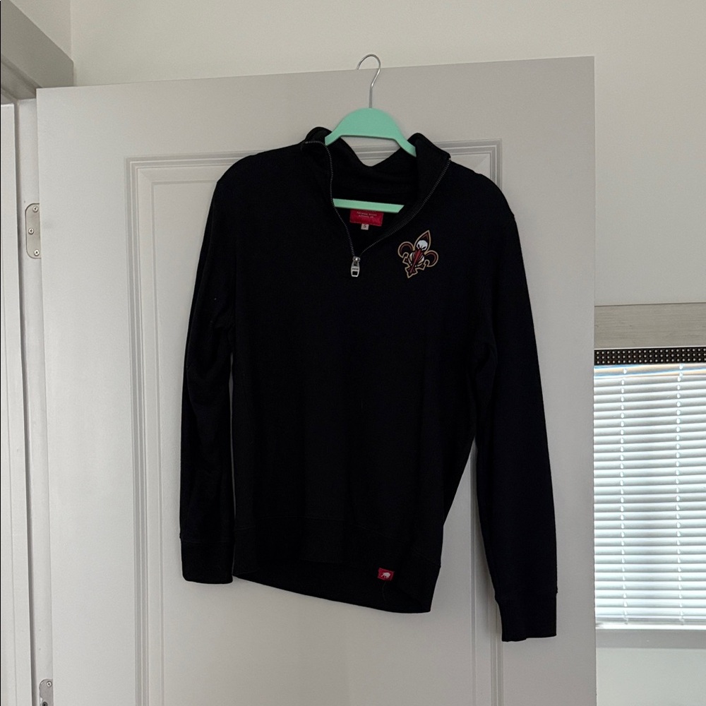 Black Quarter-Zip Pullover with Embroidered Logo